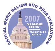 Logo for the 2007 DOE Hydrogen Program Annual Merit Review and Peer Evaluation, May 15-18, Washington, D.C.