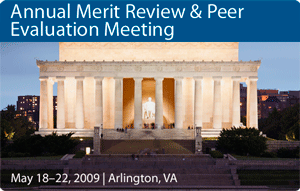 Graphic of the Lincoln Memorial lit up at dusk with the text: Annual Merit Review and Peer Evaluation Meeting which was held in Arlington, Virginia, on May 18–22, 2009