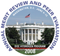 Graphic of the White House with text that refers to the DOE Hydrogen Program Annual Merit Review and Peer Evaluation, Washington, DC, June 9 - 13, 2008.